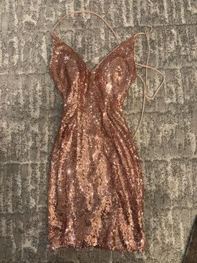 Alyce Paris Rose Gold Sequin Mini Dress